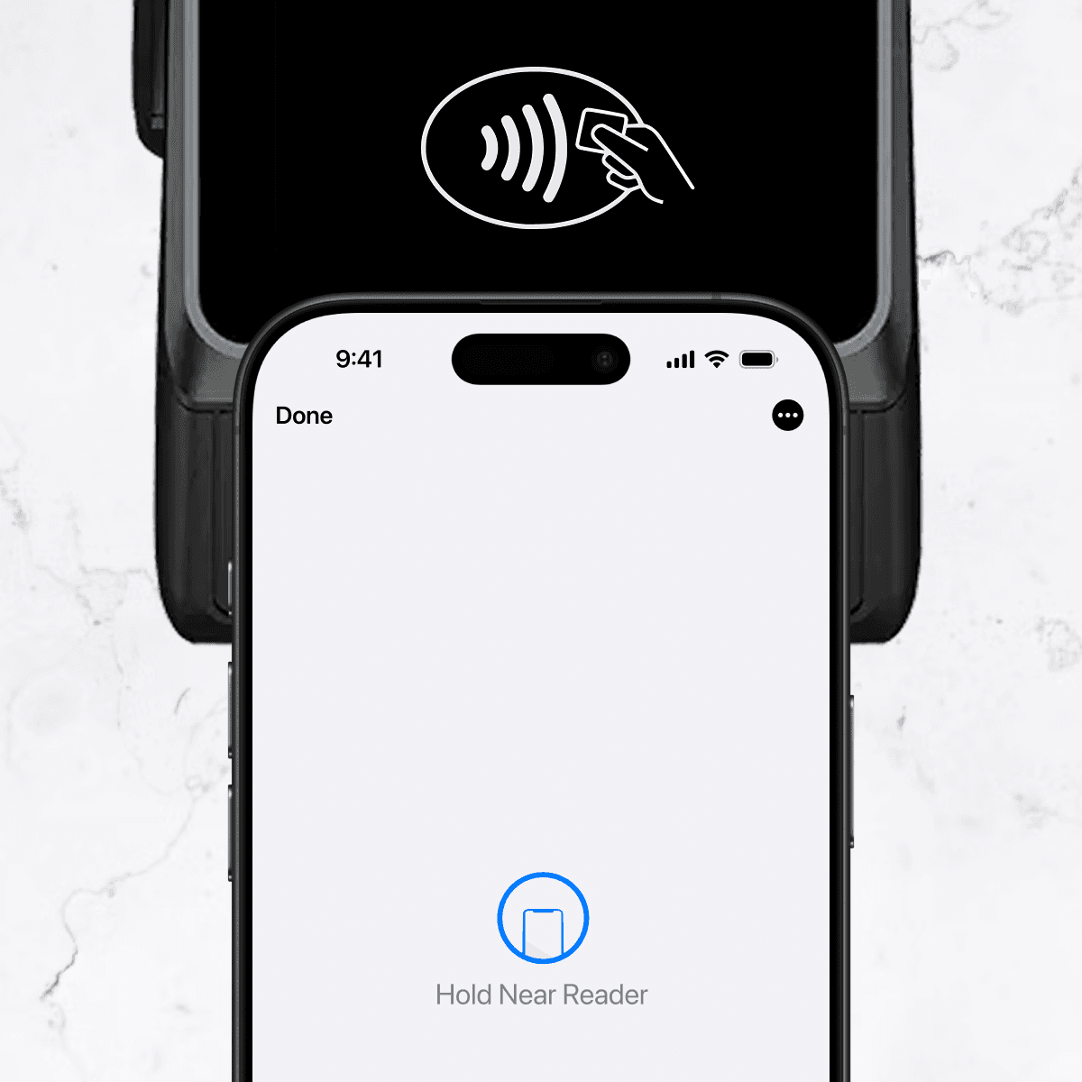 On Me card being tapped to pay in a store