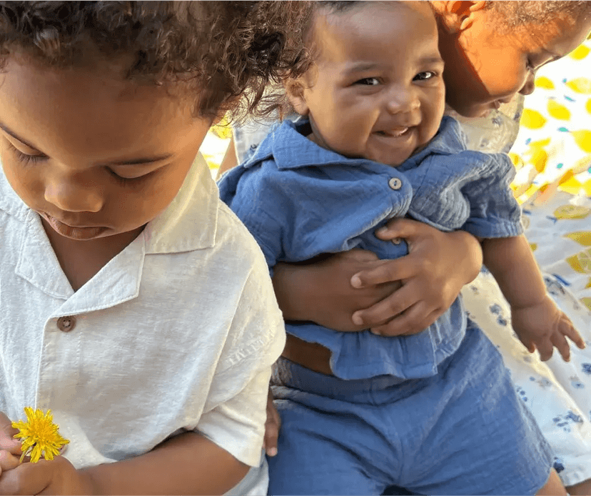 Image of an excited Baby care On Me gift card recipient. Their thank you note is below.
