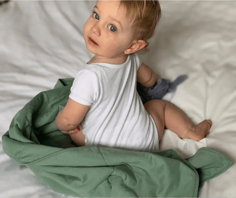 Image of an excited Baby care On Me gift card recipient. Their thank you note is below.