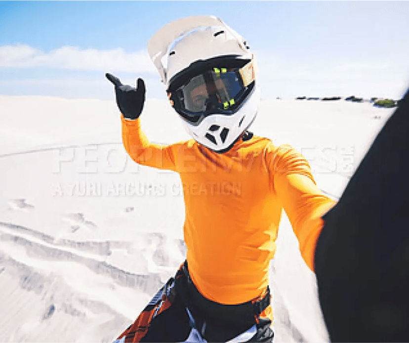 Image of an excited Extreme sports On Me gift card recipient. Their thank you note is below.