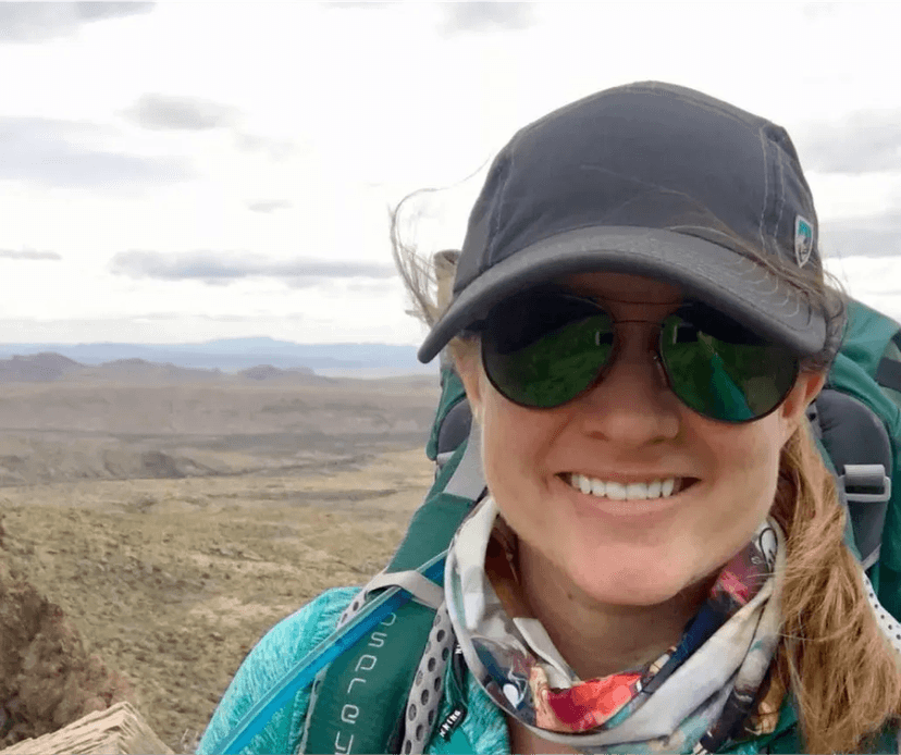 Image of an excited Hiking On Me gift card recipient. Their thank you note is below.